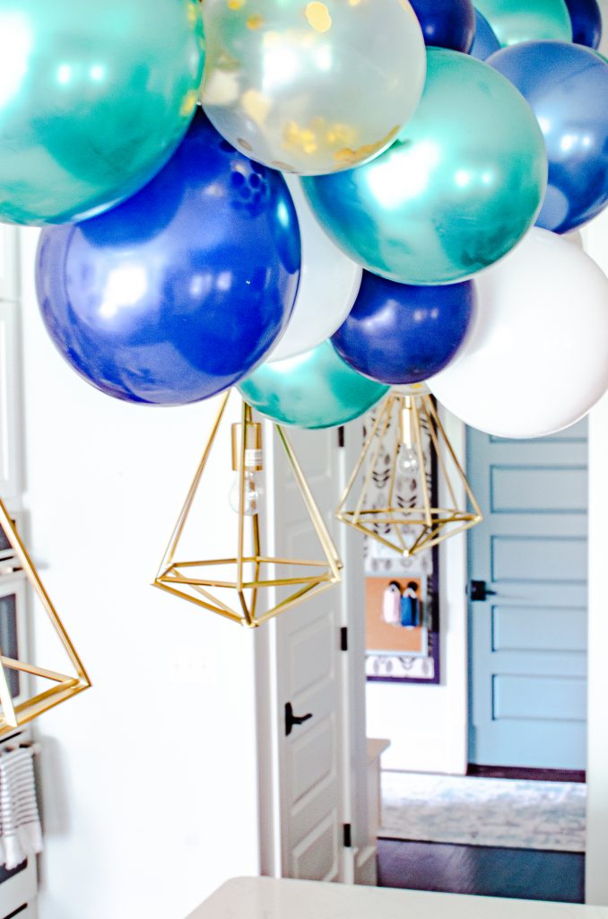 blue and green diy balloon garland | HauteHouseLove.com