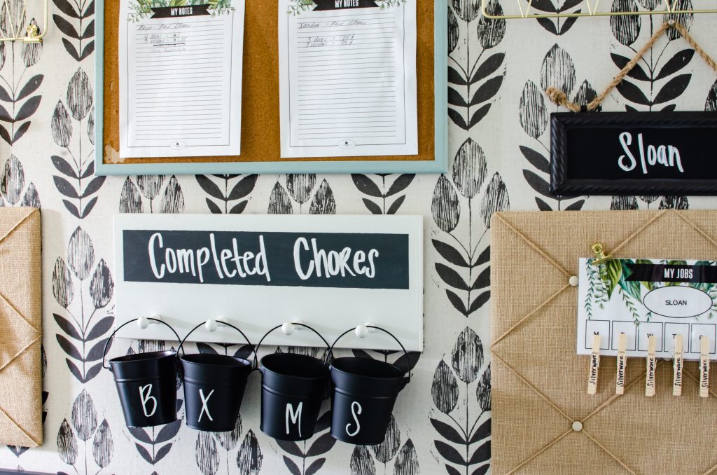 diy family command center with chore charts