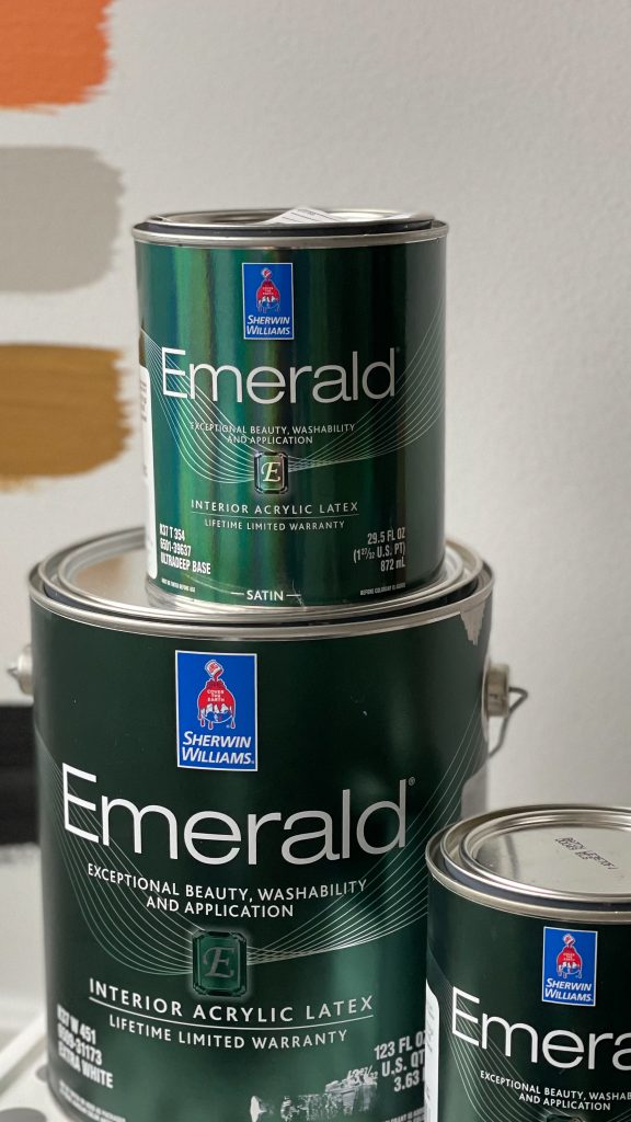 Cans of Emerald Paint by Sherwin Williams