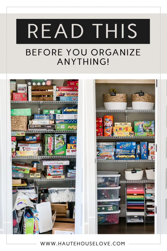 Game Closet Organization Before and After