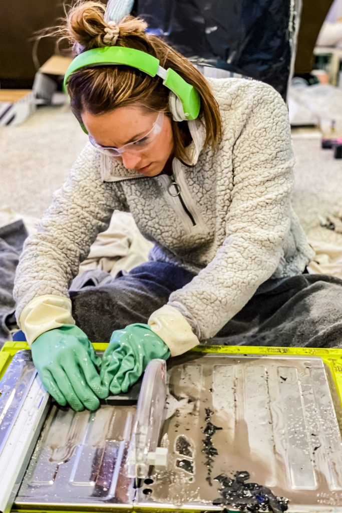 Using a Tile Saw to cut Jeffrey Court tile for the Basement Bar