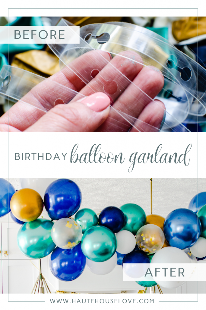 Before and After of a DIY Birthday Balloon Garland | HauteHouseLove.com