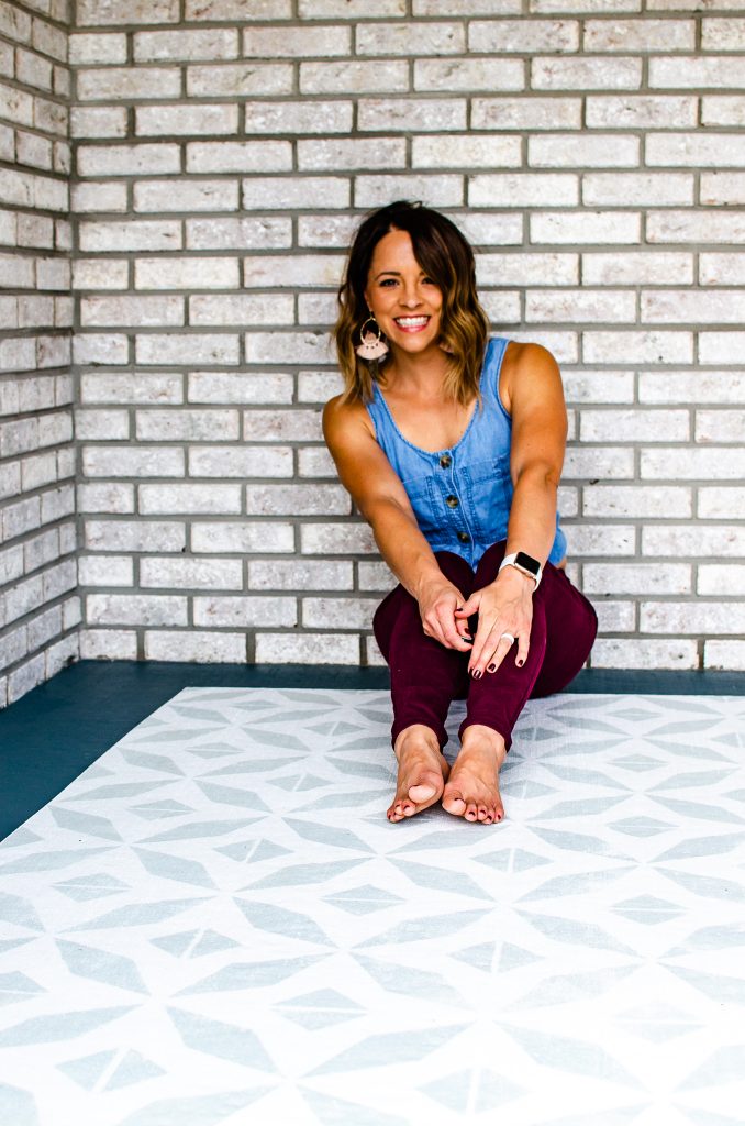 Kera sitting on the finished porch