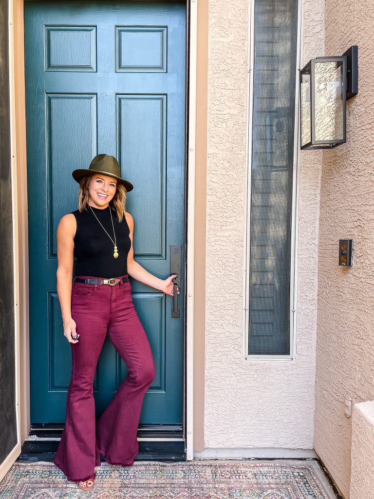 Front Door Color Sherwin Williams Cascades with Modern matte black hardware